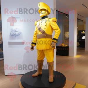 Yellow Civil War Soldier mascot costume character dressed with a Jacket and Anklets