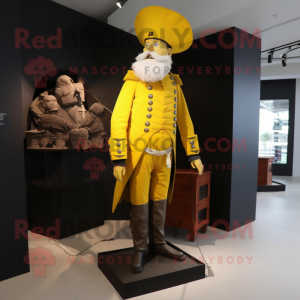 Yellow Civil War Soldier mascot costume character dressed with a Jacket and Anklets