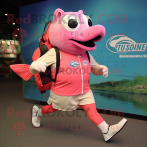 Roze zalm mascotte kostuum...