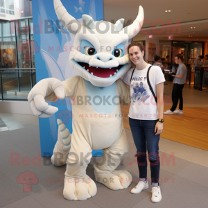 Cream Gargoyle mascot costume character dressed with a Boyfriend Jeans and Anklets