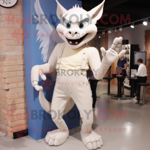 Cream Gargoyle mascot costume character dressed with a Boyfriend Jeans and Anklets