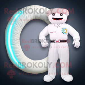 White Donut mascot costume character dressed with a One-Piece Swimsuit and Belts