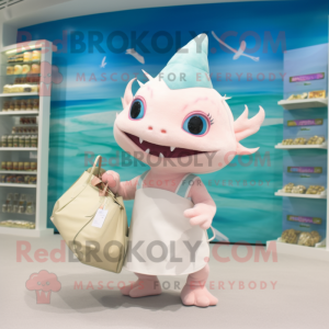 Cream Axolotls maskot...