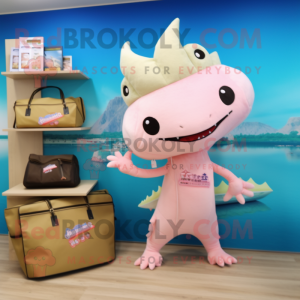 Cream Axolotls maskot...