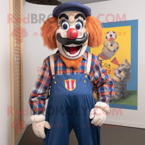 Navy Clown mascot costume character dressed with a Flannel Shirt and Belts