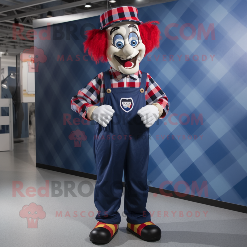 Navy Clown mascot costume character dressed with a Flannel Shirt and Belts