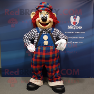 Navy Clown mascot costume character dressed with a Flannel Shirt and Belts