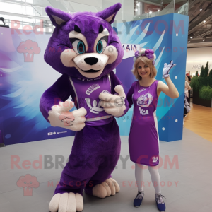 Lilla Lynx maskot kostume...
