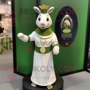 Olive Ermine mascot costume character dressed with a Empire Waist Dress and Bracelet watches