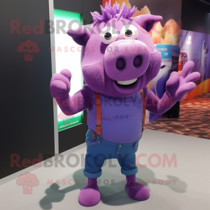 Purple Pig mascotte kostuum...