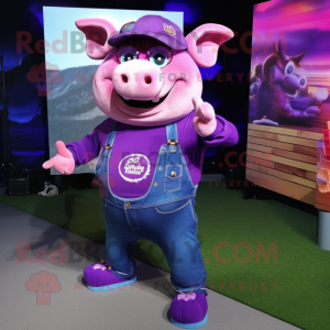 Purple Pig mascotte kostuum...