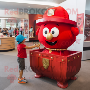 Red Treasure Chest mascotte...