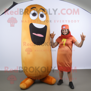 Rust Hot Dogs mascot costume character dressed with a Romper and Wraps