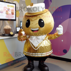Guld Cupcake maskot kostym...