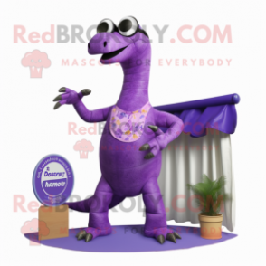 Purple Diplodocus mascot costume character dressed with a Swimwear and Cufflinks