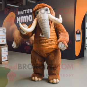 Rust Mammoth mascot costume character dressed with a Chinos and Cummerbunds