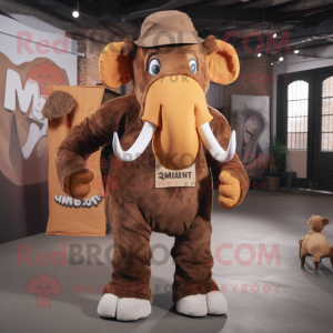 Rust Mammoth mascot costume character dressed with a Chinos and Cummerbunds