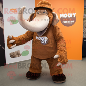 Rust Mammoth mascot costume character dressed with a Chinos and Cummerbunds
