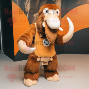 Rust Mammoth mascot costume character dressed with a Chinos and Cummerbunds