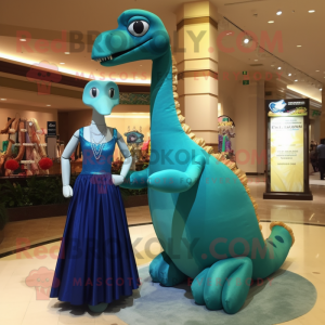 Teal Brachiosaurus mascotte...