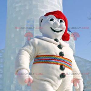 Mascotte de bonhomme de neige tout blanc - Redbrokoly.com