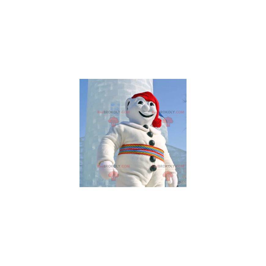 Hel vit maskot för snögubbe - Redbrokoly.com