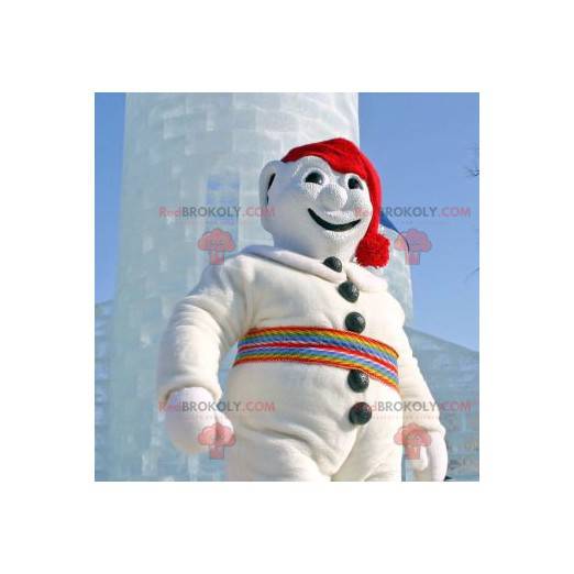 Mascotte de bonhomme de neige tout blanc - Redbrokoly.com