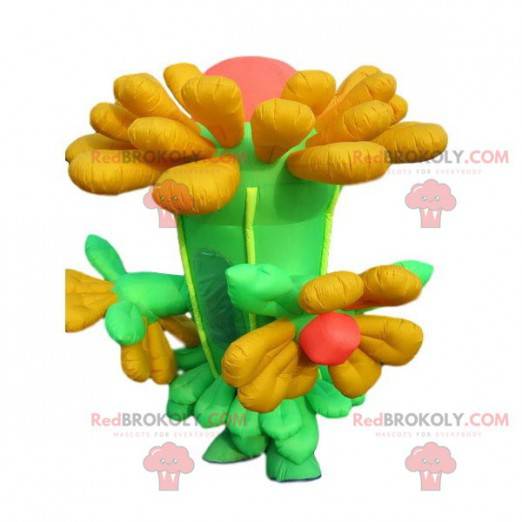 Riesiges aufblasbares Blumenmaskottchen. Blumenkostüm -