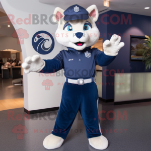 Navy Lynx mascot costume character dressed with a Jeggings and Caps