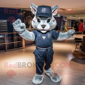 Navy Lynx mascot costume character dressed with a Jeggings and Caps