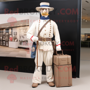 Cream Civil War Soldier mascot costume character dressed with a Poplin Shirt and Briefcases