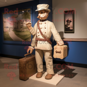 Cream Civil War Soldier mascot costume character dressed with a Poplin Shirt and Briefcases