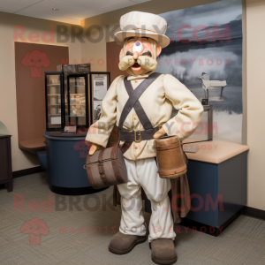 Cream Civil War Soldier mascot costume character dressed with a Poplin Shirt and Briefcases