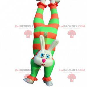 Colorful circus rabbit inflatable mascot with head down -