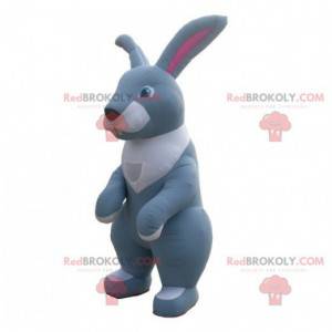 Mascota de conejo inflable gigante gris y blanco -
