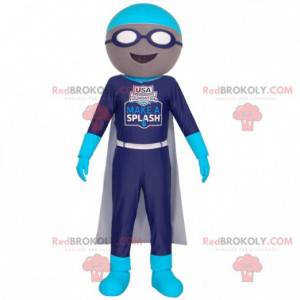 Mascote nadador com óculos e uma capa - Redbrokoly.com