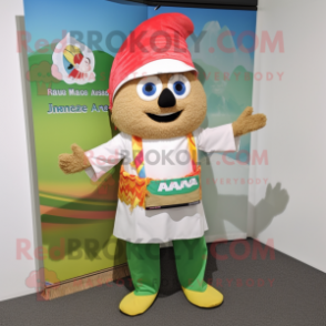 nan Fried Rice mascot costume character dressed with a Bermuda Shorts and Headbands