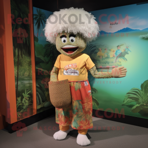 nan Fried Rice mascot costume character dressed with a Bermuda Shorts and Headbands