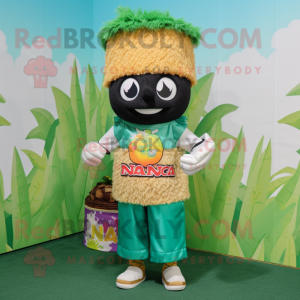 nan Fried Rice mascot costume character dressed with a Bermuda Shorts and Headbands