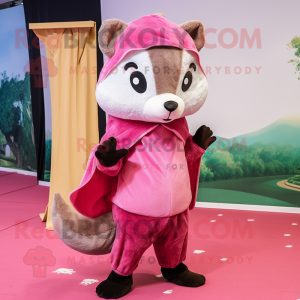 Pink Marten mascot costume character dressed with a Capri Pants and Shawls