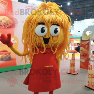 nan Spaghetti mascot costume character dressed with a Shorts and Hairpins