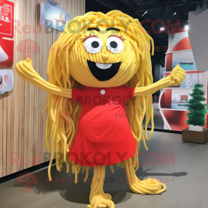 nan Spaghetti mascot costume character dressed with a Shorts and Hairpins