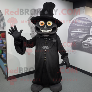 Black Graveyard mascot costume character dressed with a Jumpsuit and Hats