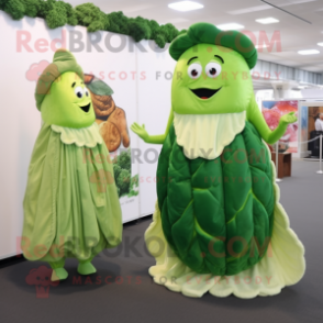 Green Corned Beef And Cabbage mascot costume character dressed with a Evening Gown and Earrings