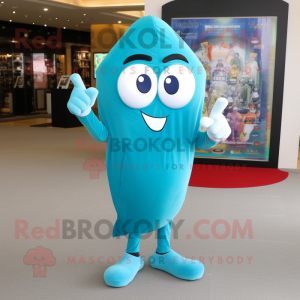 Turquoise Engagement Ring mascot costume character dressed with a Jeggings and Pocket squares