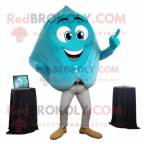 Turquoise Engagement Ring mascot costume character dressed with a Jeggings and Pocket squares
