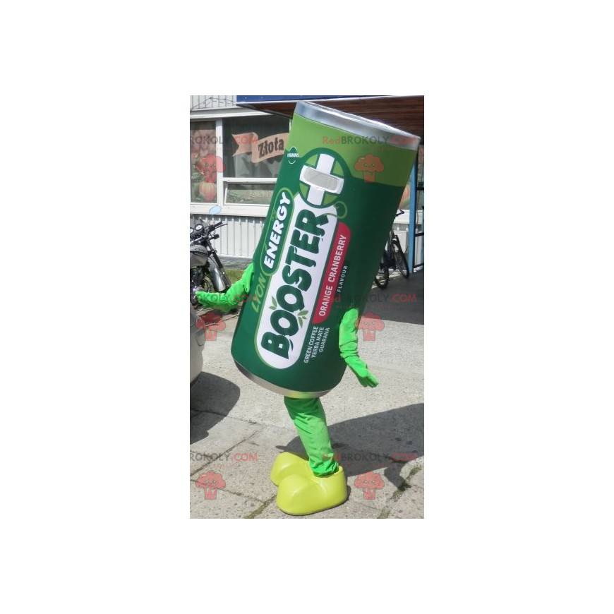 Giant electric battery mascot. Green stack mascot -