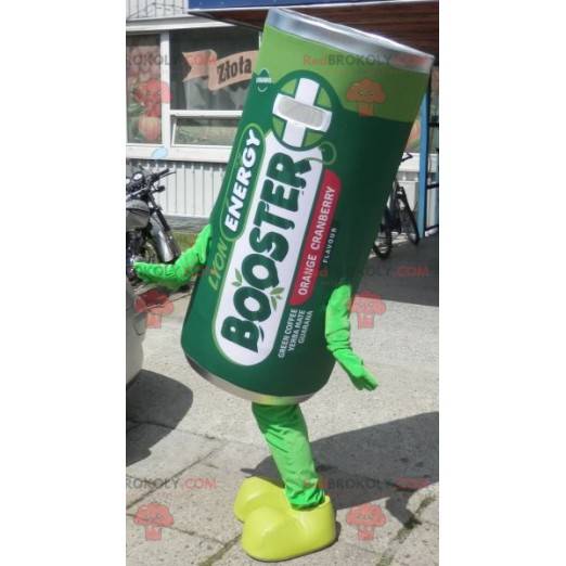 Giant electric battery mascot. Green stack mascot -