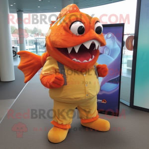 Oransje Piranha maskot...