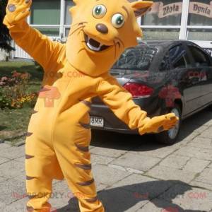 Mascote de gato laranja muito engraçado. Mascote felino -